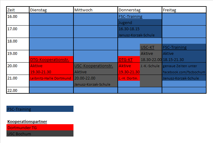 Trainingszeiten